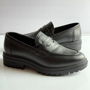 Serra Lug Sole Platform Loafer Shoes Black Size 8